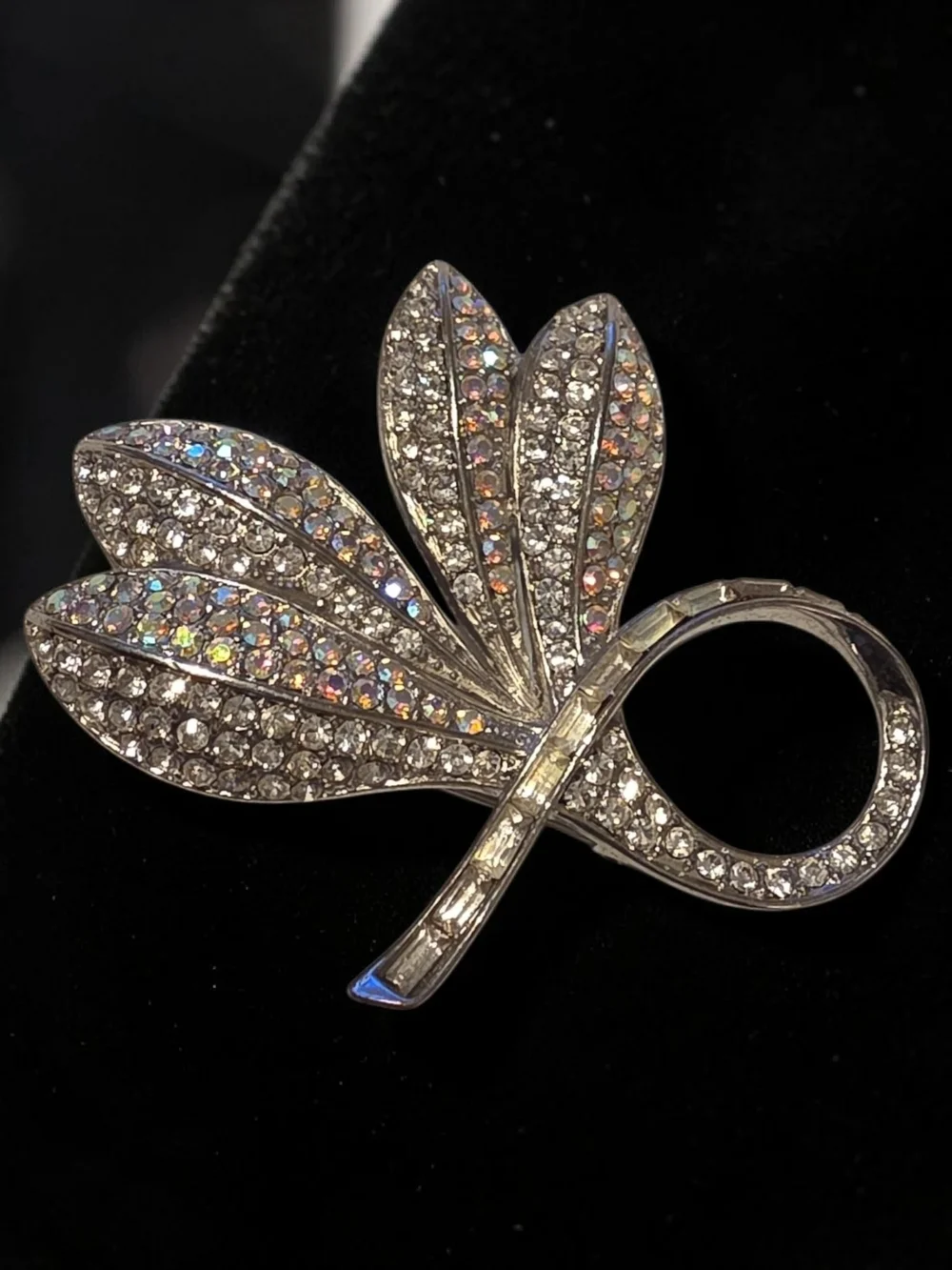 Silver Leaf Crystal-Accented Brooch - Women Jewelry